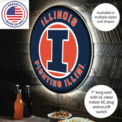 LED Wall Decor, Round, University of Illinois - Collegiate Home