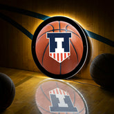 LED Wall Decor, Round, Med, Illinois, Basketball - Collegiate Home