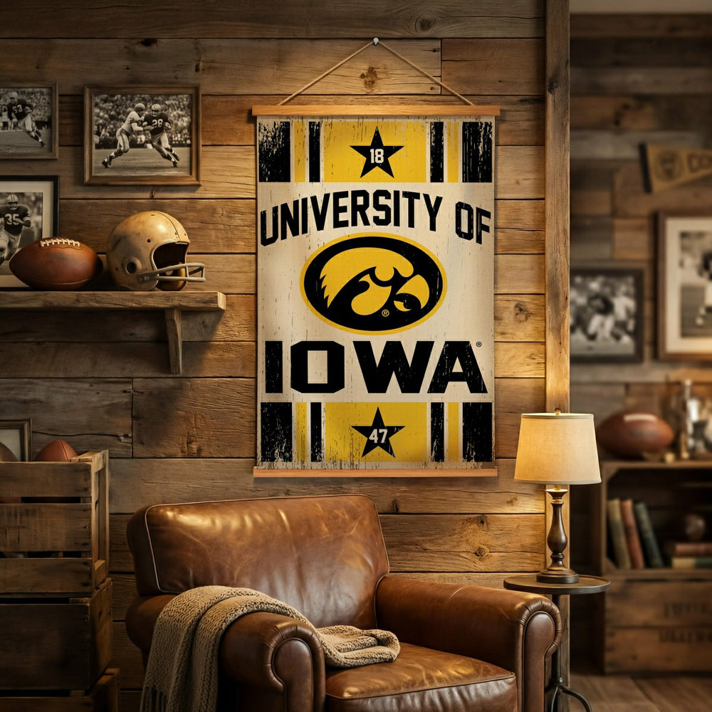 University of Iowa, Canvas Wall Tapestry, Medium, 36x24 - Collegiate Home