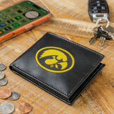 University of Iowa Black Bi-Fold Embroidered Wallet w/ RFID Blocking - Collegiate Home