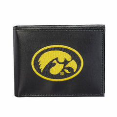 University of Iowa Black Bi-Fold Embroidered Wallet w/ RFID Blocking - Collegiate Home