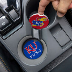 University of Kansas Car Coaster Set, 2pc - Collegiate Home