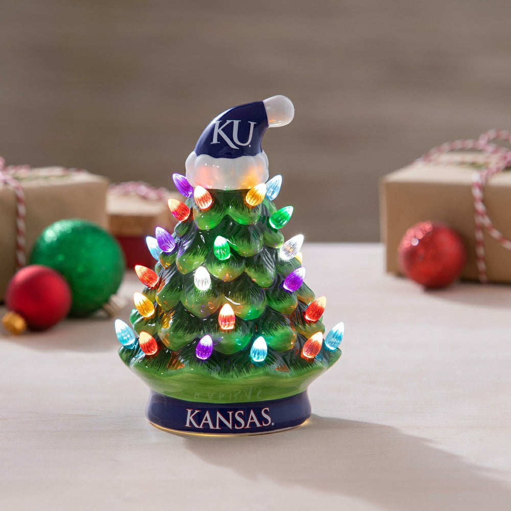 8" LED Ceramic Christmas Tree, University of Kansas - Collegiate Home