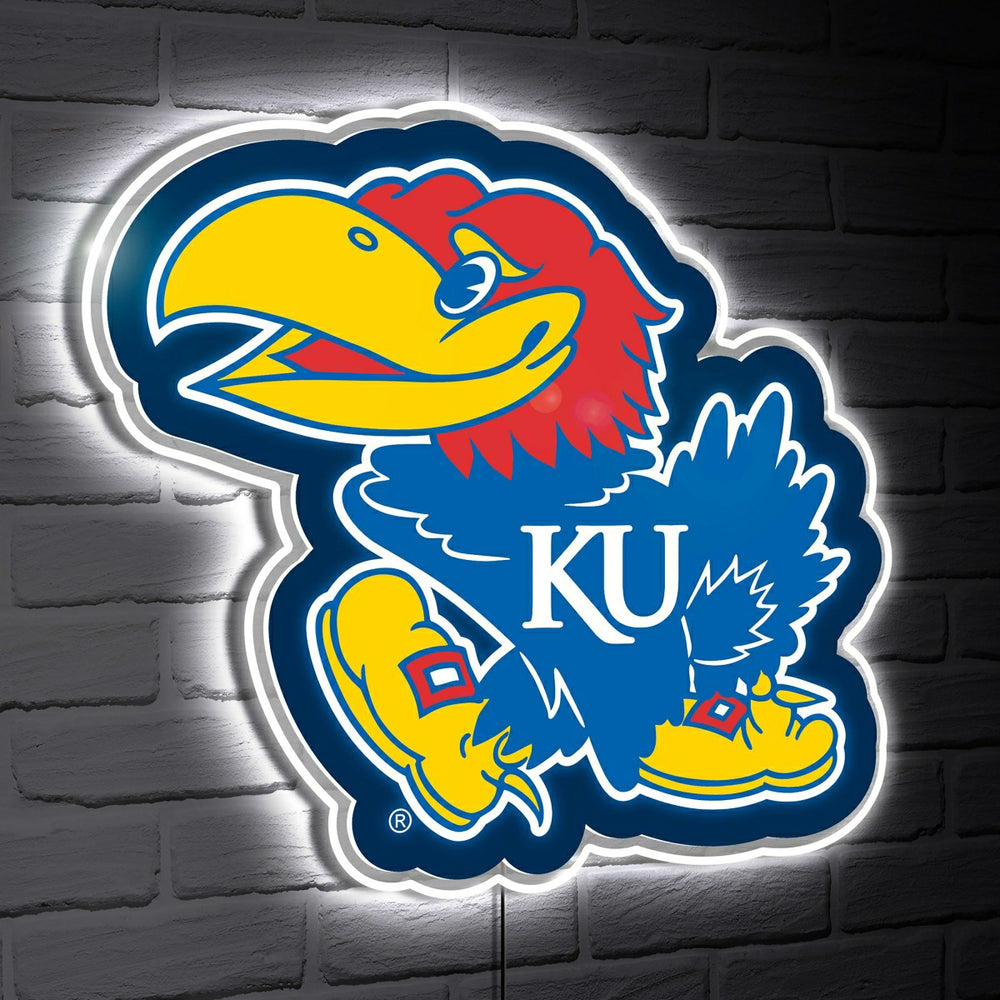 LED Wall Decor, Glazelite, College Mascot, University of Kansas - Collegiate Home