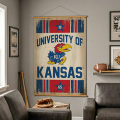 University of Kansas, Canvas Wall Tapestry, Large, 54x36 - Collegiate Home