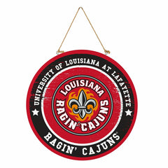 Louisiana at Lafayette University Round Door Décor with Hanging Rope, 18x18 - Collegiate Home