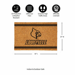 University of Louisville Large One Color Coir Mat, 36"x24" - Collegiate