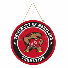 University of Maryland Round Door Décor with Hanging Rope, 18x18 - Collegiate Home