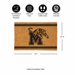 University of Memphis Large One Color Coir Mat, 36"x24" - Collegiate
