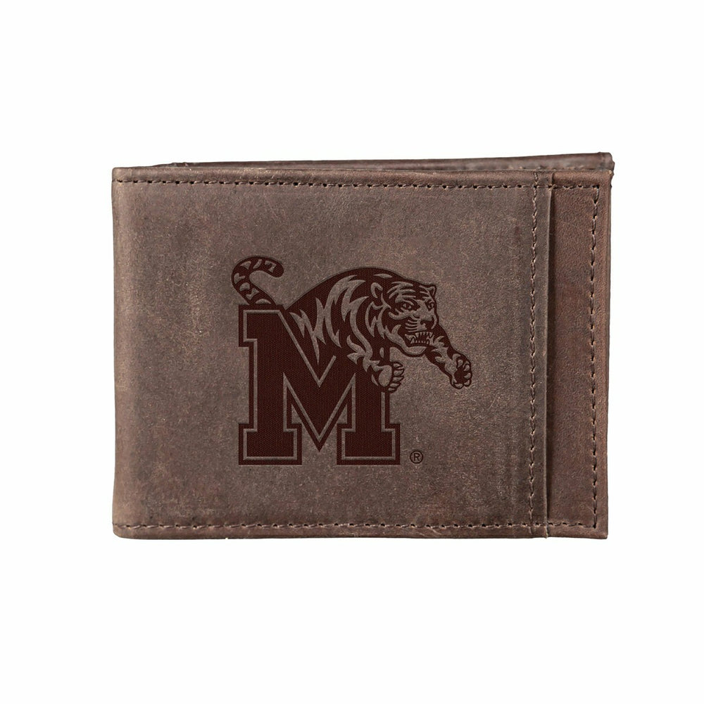 Front Pocket Wallet w/ RFID Blocking, University of Memphis, Brown - Collegiate Home