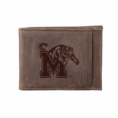 Front Pocket Wallet w/ RFID Blocking, University of Memphis, Brown - Collegiate Home