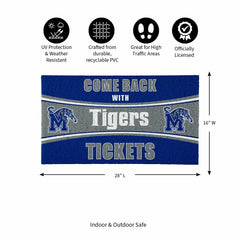 28" x 16" PVC Trapper Mat, Come Back with Tickets, University of Memph - Collegiate