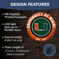 University of Miami, Metal Lite, Round - Collegiate