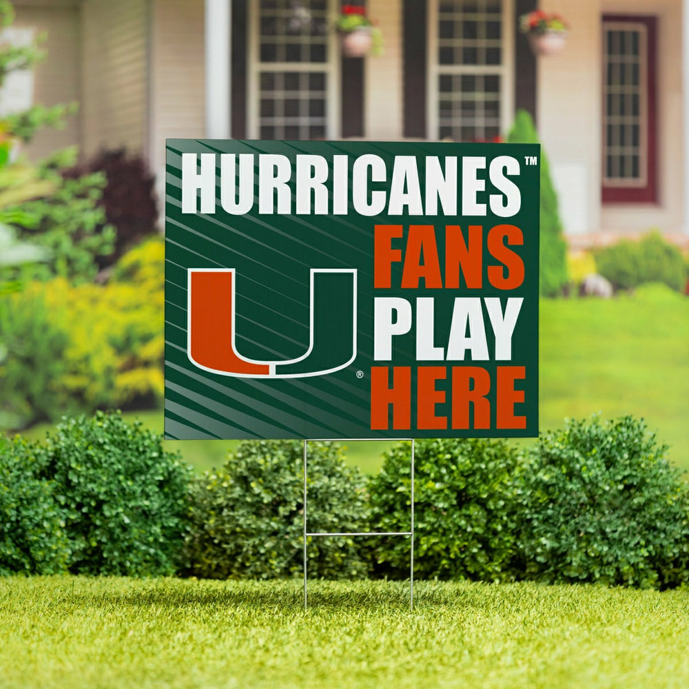 University of Miami Coroplast Yard Sign "Fans Play Here" - Collegiate Home