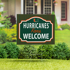 University of Miami Coroplast Yard Sign, "Fans Welcome" - Collegiate Home