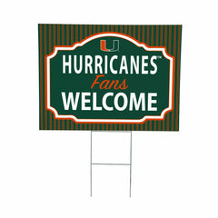 University of Miami Coroplast Yard Sign, "Fans Welcome" - Collegiate Home