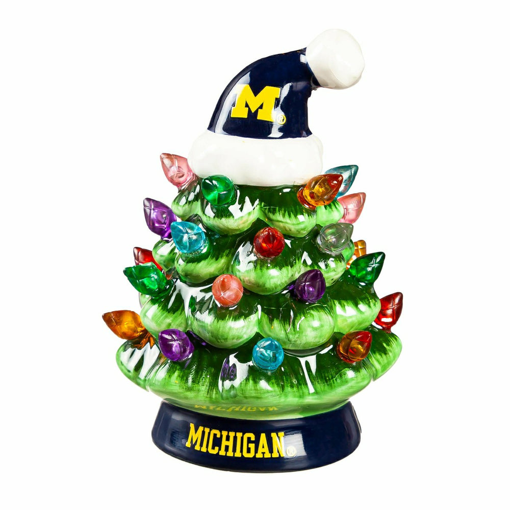 4" Mini LED Tabletop Christmas Tree, Set of 2, University Of Michigan - Collegiate Home