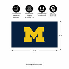 Full Color PVC Mat, 16" x 28", University Of Michigan - Collegiate