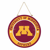 University of Minnesota Round Door Décor with Hanging Rope, 18x18 - Collegiate Home
