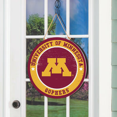 University of Minnesota Round Door Décor with Hanging Rope, 18x18 - Collegiate Home