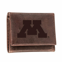 University of Minnesota, Tri-Fold Wallet, Brown, CH, 100% Genuine Leat - Collegiate Home