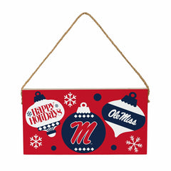 University of Mississippi Holiday Wood Wall Sign, 6x11 - Collegiate Home