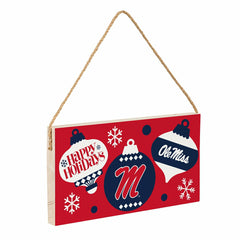 University of Mississippi Holiday Wood Wall Sign, 6x11 - Collegiate Home
