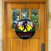 University of Mississippi Bigfoot Round Door Décor with Hanging Rope, - Collegiate Home