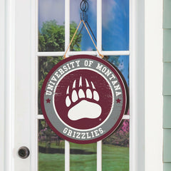 University of Montana Round Door Décor with Hanging Rope, 18x18 - Collegiate Home