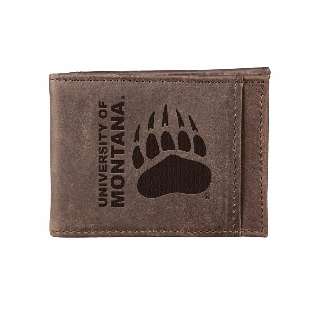 Front Pocket Wallet w/ RFID Blocking, University of Montana, Brown - Collegiate Home