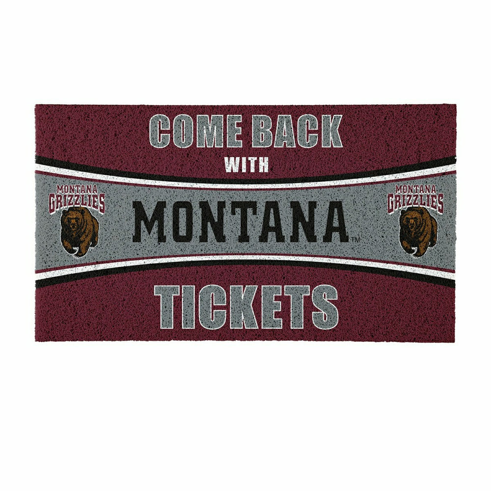 28" x 16" PVC Trapper Mat, Come Back with Tickets, University of Monta - Collegiate