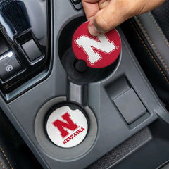 University of Nebraska Car Coaster Set, 2pc - Collegiate Home