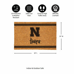 University of Nebraska Large One Color Coir Mat, 36"x24" - Collegiate