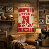 University of Nebraska, Canvas Wall Tapestry, Medium, 36x24 - Collegiate Home