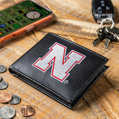 University of Nebraska Black Bi-Fold Embroidered Wallet - Collegiate Home