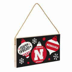 University of Nebraska Holiday Wood Wall Sign, 6x11 - Collegiate Home