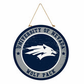 University of Nevada Round Door Décor with Hanging Rope, 18x18 - Collegiate Home