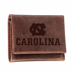 University of North Carolina, Tri-Fold Wallet, Brown, CH, 100% Genuine - Collegiate Home