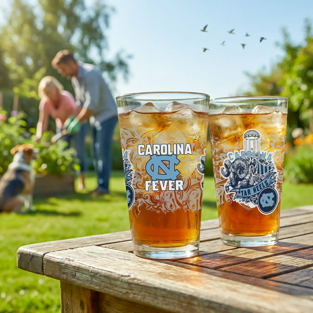 University of North Carolina 16oz Glass pint, Set of 2 - Collegiate Home
