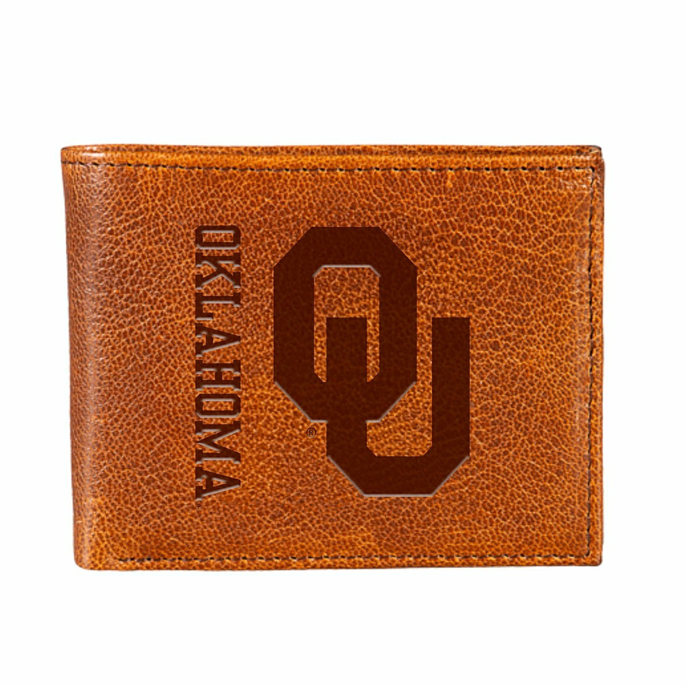 University of Oklahoma, Embossed 100% Genuine Tumbled Leather Passcase - Collegiate Home