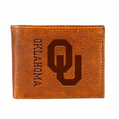 University of Oklahoma, Embossed 100% Genuine Tumbled Leather Passcase - Collegiate Home