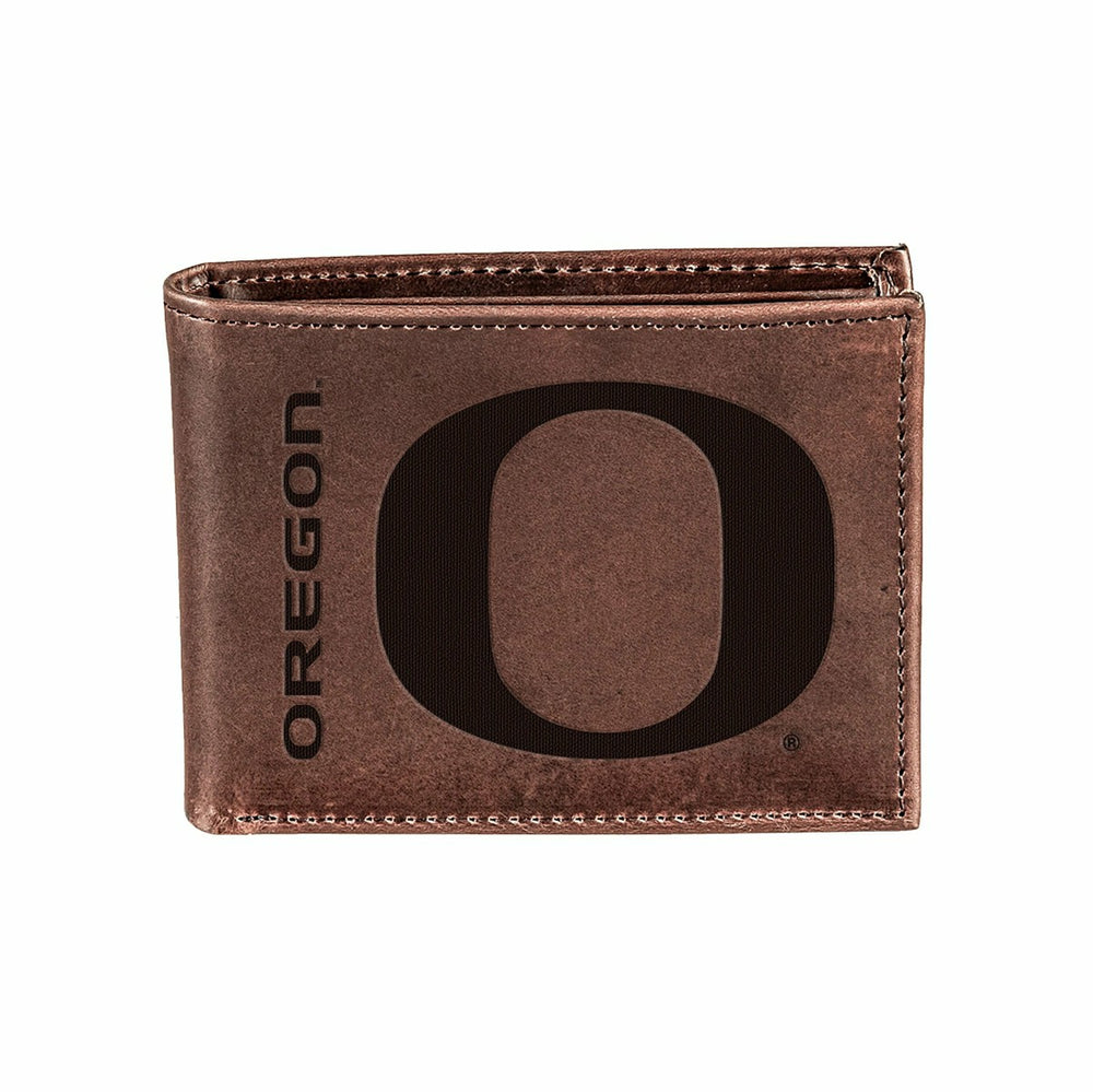 University of Oregon, Bi-Fold Wallet, Brown, CH, 100% Genuine Leather - Collegiate Home