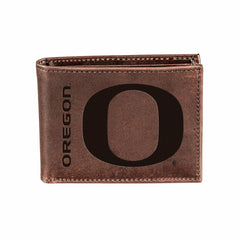 University of Oregon, Bi-Fold Wallet, Brown, CH, 100% Genuine Leather - Collegiate Home