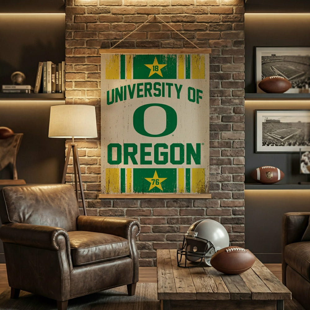 University of Oregon, Canvas Wall Tapestry, Large, 54x36 - Collegiate Home