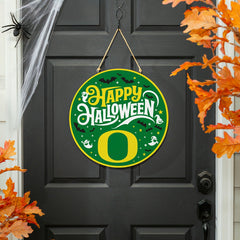 University of Oregon Halloween Round Door Décor with Hanging Rope, 18x - Collegiate Home
