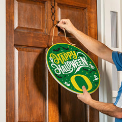 University of Oregon Halloween Round Door Décor with Hanging Rope, 18x - Collegiate Home