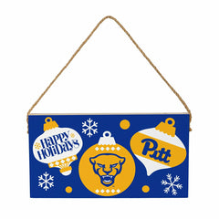 University of Pittsburgh Holiday Wood Wall Sign, 6x11 - Collegiate Home