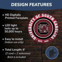 University of South Carolina, Metal Lite, Round - Collegiate
