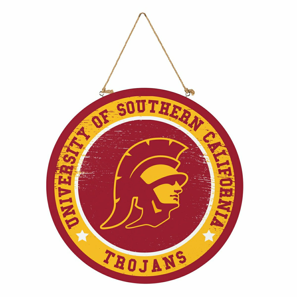 University of Southern California Round Door Décor with Hanging Rope, - Collegiate Home