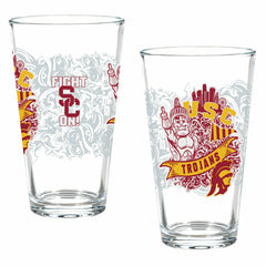 University of Southern California 16oz Glass pint, Set of 2 - Collegiate Home